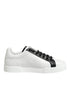 Dolce & Gabbana Black White Leather Portofino Sneaker Shoes